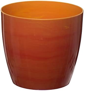 Home Garden Ornaments Plant Pots Indoor 18cm Diameter – Plastic Plant Pot with Yellow-Orange Marble Colour – Flower Pot with Glossy Surface – Durable Flower Pots Outside (18 cm, Yelow-Orange Marble)