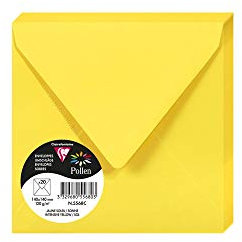 Clairefontaine 5568C - Packung mit 20 Umschläge Pollen, 140 x 140 mm, 120g, ideal für Einladungen und Korrespondenz, Sonnengelb, 1 Pack