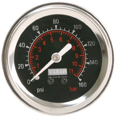 Viair 90088 Schwarzes Zifferblatt, 5,1 cm, 160 PSI, beleuchtetes Einzelnadel-Messgerät