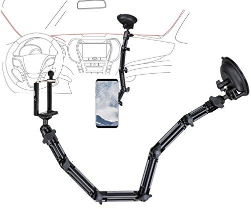 Infuu Holders KFZ Smartphone Halterung lang stabil aus Metall mit Saugnapf für Scheibe für Handy 060 universal