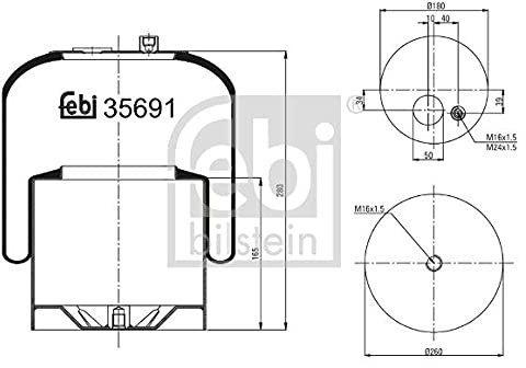 febi bilstein 35691 Luftfederbalg mit Stahlkolben, 1 Stück