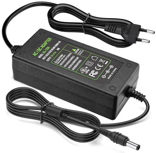 Facmogu 12V 5A Netzteil, AC100-240V auf DC 12V 60W Euro-Stecker Tischnetzteil, 12 Volt 5000mA Schaltnetzteil Adapter Treiber Transformator, 5.5X 2.5mm & 5.5x2.1mm Ausgang für LED Strips