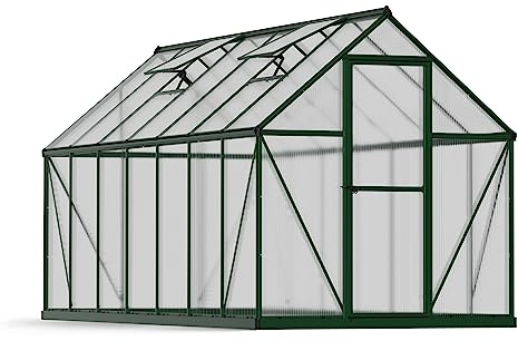 Canopia by Palram Gewächshaus klein Mythos 6x14 Treibhaus 426x185 cm Aluminium grün Tomatenhaus Polycarbonatplatten UV-beständig