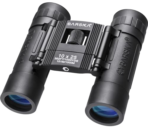 Barska Fernglas AB10110 10 x 25 Lucid View, schwarz, kompakt, Blaue Linse, 10x25