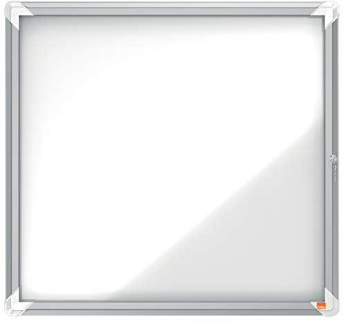 Nobo, Vitrine d'extérieur, Certifiée NF Collectivité et Education, Fond magnétique, 6xA4, 709x668 mm, Porte battante, Gamme Premium Plus, 1902578