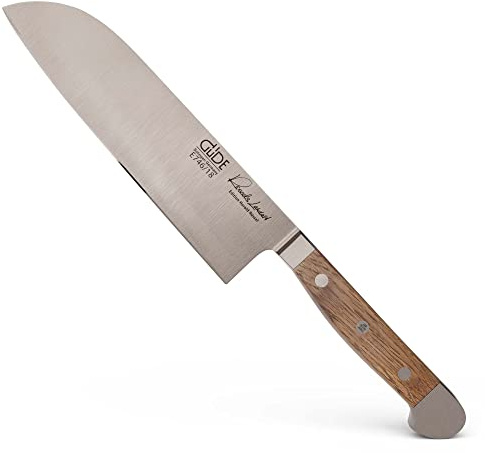 GÜDE Solingen - Santoku Messer geschmiedet, 18 cm, Fasseichenholz, ALPHA FASSEICHE, Doppelkropf, Handmade Germany