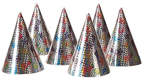 Boland 64261 - Holografische Hüte, 100 Stück, 10 verschiedene Formen, Silvester, Geburtstag, Hochzeit, Photobox, Kopfbedeckung, Party, Hut, Mottoparty, Karneval