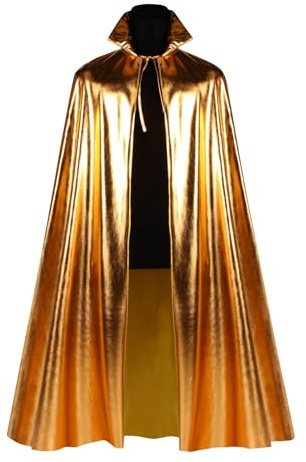 Metallic Glitzer Umhang mit Kapuze für Erwachsene 130 cm Länge | Kostüm Weltall Space Show