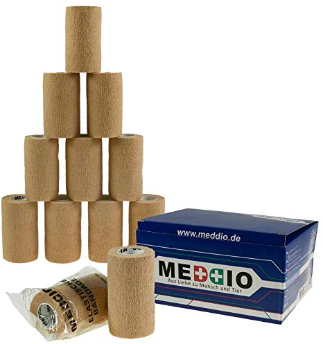 maDDma 12 Haftbandagen Größe+Farbe wählbar - selbsthaftende Bandage Fixierverband selbstklebend, Farbe:Skin, Größe:10cm