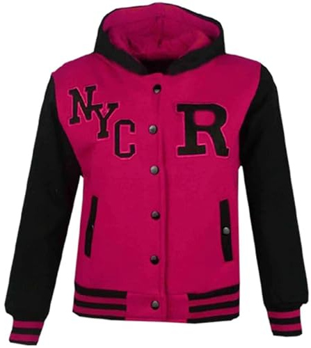 A2Z 4 Kids B.B Hooded Jacket R Fashion NYC/FOX Varsity - B.B NYC Pink Black 11-12