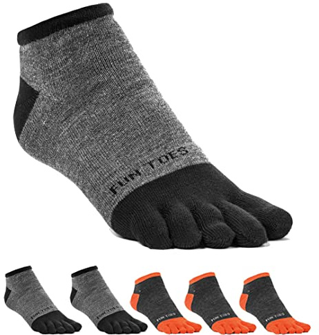 FUN TOES Herren-Zehensocken, Barfuß, Laufen, leicht, 6 Paar, Größe EU 39-46