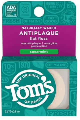 Tom's of Maine - Filo interdentale piatto cerato antideflusso, 32 m, confezione da 2