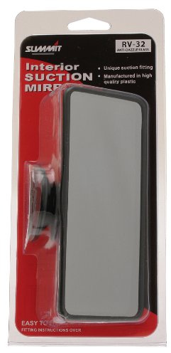 Summit RV-32 Anti-Dazzle Glass Mirror with Suction Pad, Black