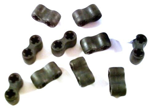 10 Stück LEGO TECHNIC Gummi Achs-Verbinder (Flexibel) in Schwarz.