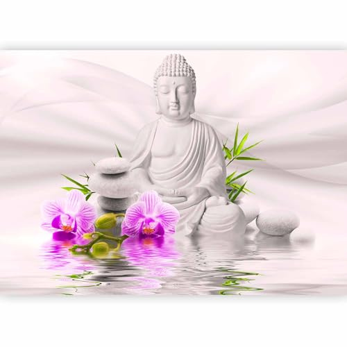 murando - Vlies Fototapete Buddha 150x105cm - Foto Tapete Schlafzimmer Wohnzimmer Moderne Vliestapete XXL Wandtapete Motivtapeten 3d Effekt Wand Dekoration - Natur Blumen Orchidee Zen b-A-0011-a-c