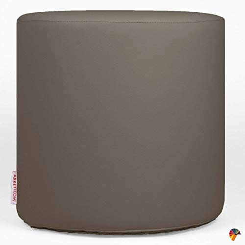 Arketicom Pouf/Sitzsack/Sitzhocker aus Kunstleder (Bezug abnehmbar, mit Reißverschluss) und Polyurethan, 42 cm Talpa/Taupe