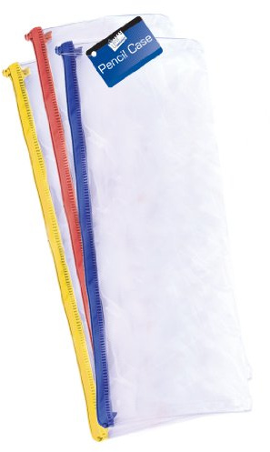 Just Stationery 13 inch Clear Exam Pencil Case,Assorted colors