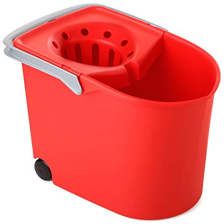 Tatay Cubo de Fregona con Ruedas, de PP, Libre de BPA, Escurridor por Presión, con Asas. Fabricado en España. Color Rojo