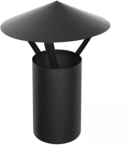 raik Rauchrohr/Ofenrohr-Stutzen 120 mm Durchmesser mit Regenhaube FAL 0,6 mm Stärke Schwarz 130120011