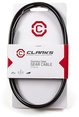Clarks Stainless Steel Gear Cable - Black Universal Gear Wires for Front and Rear Gears with Standard Outer Casing for MTB, Hybrid & Road Bikes