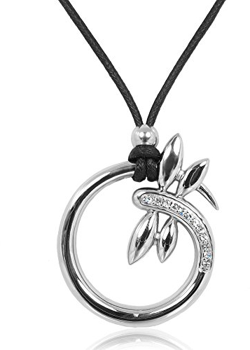 Nobel Edelstahl Kette Silber Libelle Kristalle Damen Halskette tolle Geschenkidee SCHMUCK