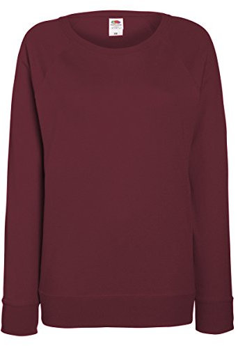 Fruit of the Loom Ladies Fitted Lightweight Raglan Sweatshirt (240 GSM) (2XL) (Burgundy)