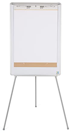 Bi-Office Dreibein Earth Flipchart, nicht magnethaftend, 70 x 100 cm, trocken abwischbare Oberfläche, Aluminiumrahmen, mit ausziehbaren Armen
