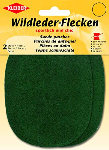 Kleiber 12 x 10 cm Ovale Flicken aus Velours-Leder, 1 Paar, grün