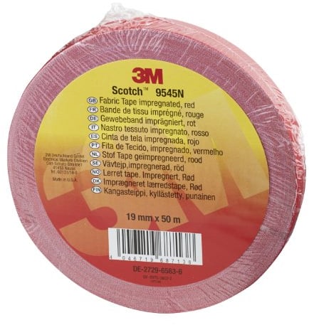 3M 9545NR19 Scotch 9545N Imprägniertes Gewebeband, 19 mm x 50 m, 0,3 mm, Rot