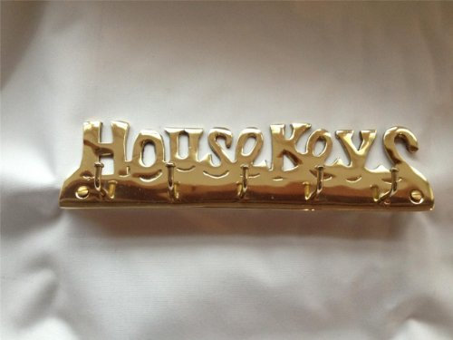 Chattels Solid Brass House Keys Key Hook Including Wall fixings, 5 Hooks Wall Mounted Holder Rack Including fixings