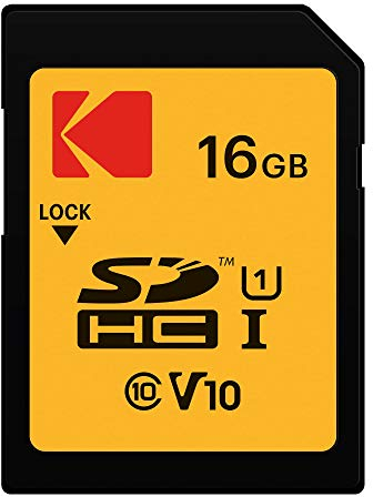 Kodak - Carte SD 16 Go UHS-I U1 V10 SDHC/XC - Carte Mémoire - Vitesse de Lecture 85MB/s Max - Vitesse d'Écriture 25MB/s Max - Stockage de Vidéos Full HD et de Photos Haute Définition - SD Card