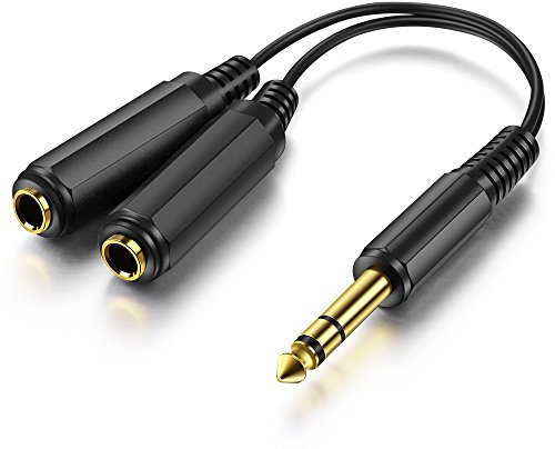 OBVIS 1/4 6.35mm Stereo Plug/Male to Dual 1/4 6.35mm Jack/Female Splitter Adapter Cable Converter 0.6 feet