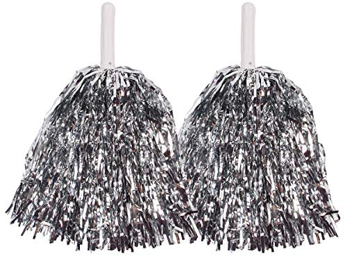 Pom Pom Pompon für Cheerleader Metallic - 2 Stück, Farbe wählen:silber