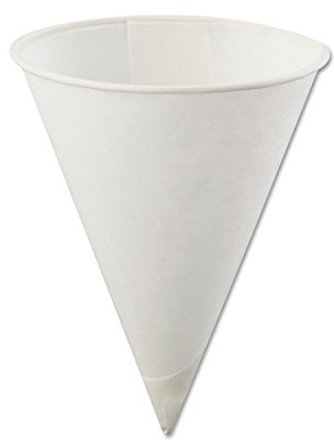 Konie KCI 4.0KBR Poly-Bag Rolled-Rim Cone Cup, 4 oz. Volume, Paper, White (Pack of 5000)