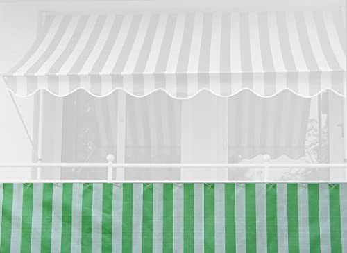 ANGERER Balkonbespannung Standard grün-weiß, Höhe: 75 cm, Länge: 8 Meter | Balkonumspannung, Wind- und Sichtschutz für Balkongeländer, Kunststoffgewebe, inkl. Befestigungskordel, Made in Germany