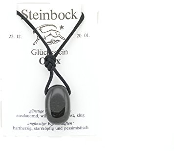 Deutsches Mineralienmuseum Sternzeichenkette, Gebohrter Edelsteinanhänger, Glücksstein für Steinbock (Onyx)