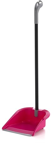 MAYA Recogedor Flex Plegable. Ideal para Espacios Pequeños. Diseño Compacto y Colgable. Pala de Polipropileno con Regleta de Goma. 26x25x86 cm (Color Rosa)