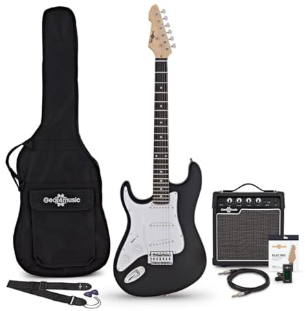 LA Linkshänder E-Gitarre Schwarz Set mit Verstärker