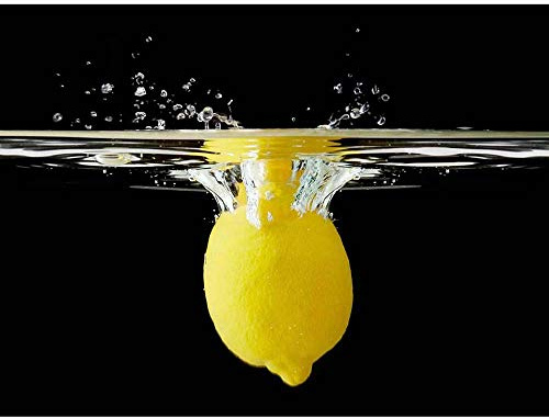 Wee Blue Coo Yellow Lemon Splash Water Black Art Print Poster Wall Decor Kunstdruck Poster Wand-Dekor-12X16 Zoll