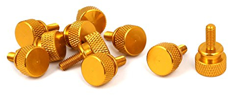 sourcing map 10 Stk Computer PC Fall Schulter Typ Rändel Daumen Schraube Gold Ton M4x10mm