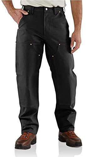Carhartt Men's Loose Fit Firm Duck Double-Front Utility Work Pant, Black, W32/L34
