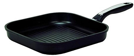 Krüger Aluguss Steakpfanne Delta 28 x 28 cm | Grillpfanne mit Rillenboden | Induktionsgeeignet | Fettarmes Braten | Ideal für Steak & Grillgemüse | Gleichmäßige Wärmeverteilung