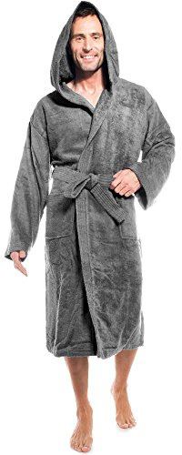aqua-textil XS-XXXL Bademantel Kapuze Uni lang aufgesetzte Taschen Damen Herren Unisex warm Frottee Baumwolle OEKO-TEX Föhr