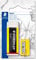 STAEDTLER Radiergummi und Spitzer Set Noris, geringe Krümelbildung, phthalat- und latexfrei, für normale Stifte bis 8,2 mm Ø, Radierer und Spitzer auf Blisterkarte, 526 N-S1BK