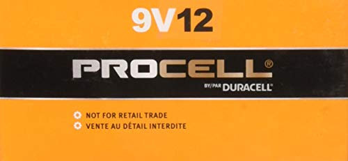 Duracell PC1604 Non-Rechargeable Battery, Procell, Alkaline, 550mAh, 9V, Snap Contact (Pack of 12)