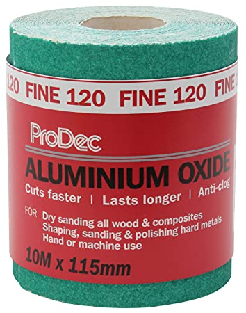 ProDec Schleifpapier, Körnung 120, fein, Aluminiumoxid, 10 m x 115 mm, Rolle, grün, PAALX120