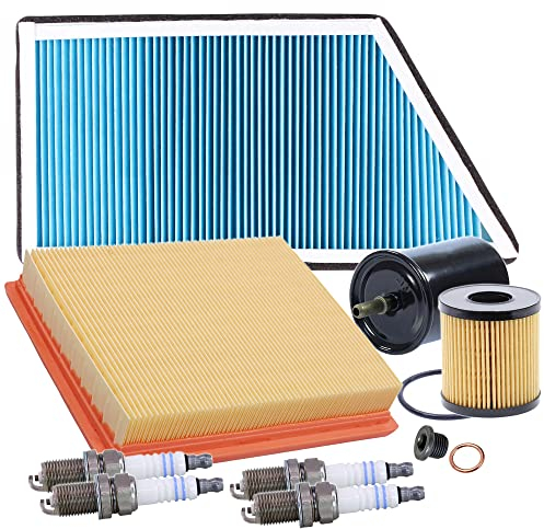 Inspektionspaket SET D 1x Ölfilter 1x Luftfilter 1x Innenraumfilter 1x Kraftstofffilter 4x Zündkerze 1x Ölablass-Schraube 1x Dichtring für Ölablass-Schraube