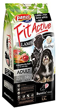 Panzi FitActive Premium Hundefutter Erwachsener Schwarze Hunde Lamm&Fisch, 1er Pack (1 x 1.5 kg)