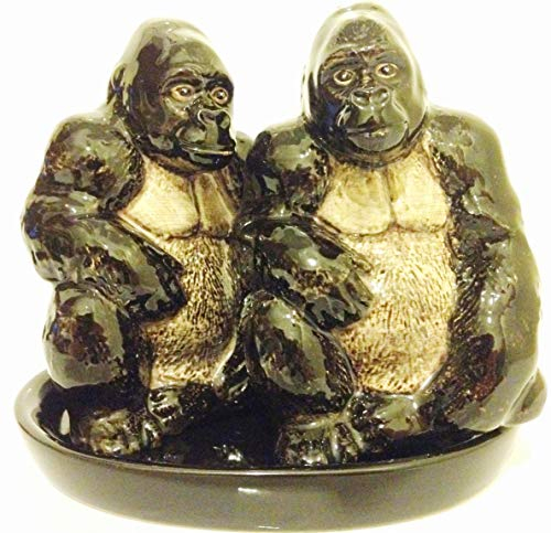 Keramik Salz- und Pfefferstreuer Set, Tiermotiv, Fauna, ca. 13 x 9 cm (Gorillas)