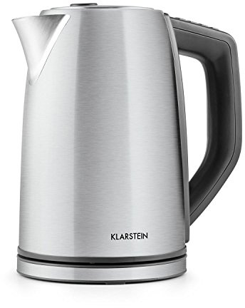 Klarstein Teahouse - bollitore acqua, teiera, acciaio inossidabile, 1,7 litri, 3000 watt, 3 livelli di temperatura, impugnatura cool-touch, stazione base con riavvolgimento del cavo, argento